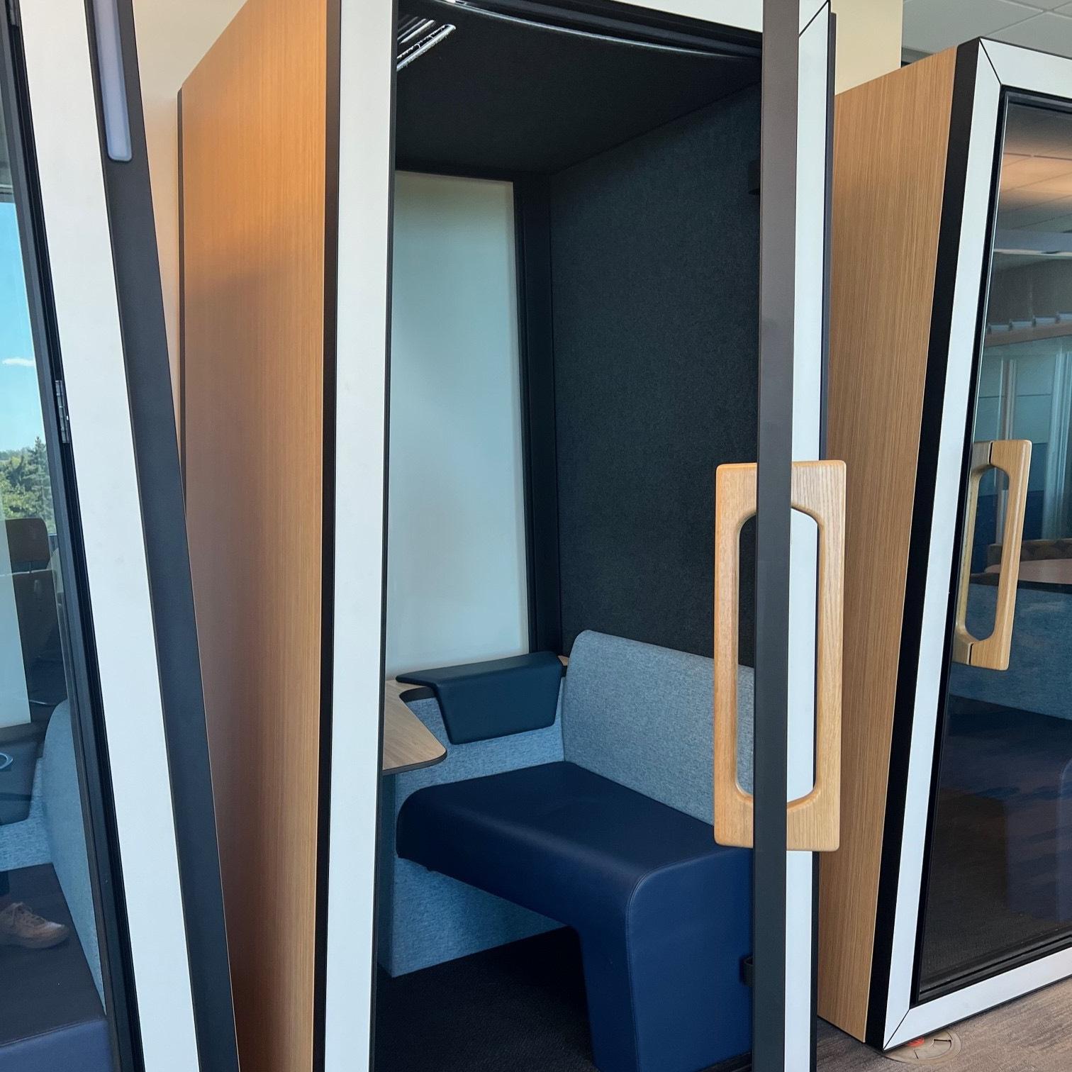 Single person study pod with desk and power